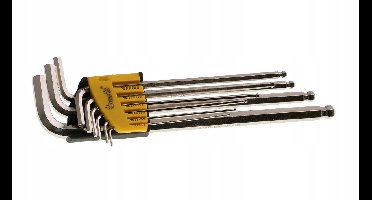 9-delige Inbussleutelset met Kogelkop 1.5-10mm, Lange Maten