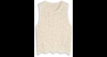 Tom Tailor Denim - Gebreide top met gaasmotief - Maat S - Dove White