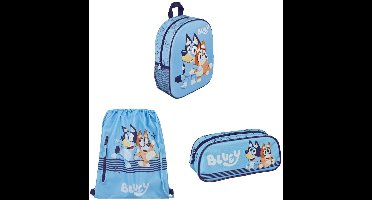 Bluey tassenset; rugzak, etui, en gymtas