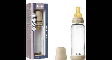 BIBS Glazen Babyfles - 240 ml - 1-pack - Natuurrubberen speen - Vanilla Glow