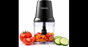 Tomado TCH2001B - Hakmolen - 360 ml - 2 RVS messen - 400 watt - Snijdt, hakt en mixt - Zwart