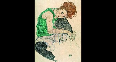 Kunstdruk Egon Schiele - Sitzende Frau mit hochgezogenen 60x80cm