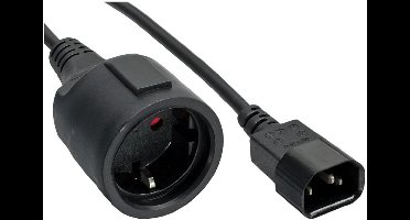 C14 - CEE 7/3 stroomkabel voor UPS/PDU - 3x 0,75mm / zwart - 0,15 meter