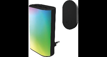 Deurbelset met plug-in ontvanger en LED paneel + beldrukker met LED indicatielamp - 100 meter bereik - 32 melodieën - Zwart