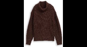 Tom Tailor - Losvallende coltrui - Maat M - dark pecan brown melange