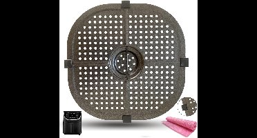 Vierkante Airfryer Bakplaat 7QT - Dubbellaags Antiaanbak Rooster voor Krachtige Airfryers