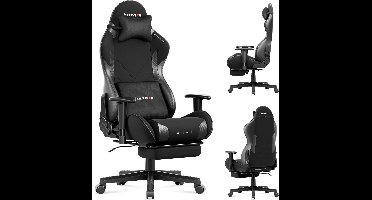 Huzaro Force 5.7 Gaming Stoel - ergonomische bureaustoel gaming chair - Voetensteun - Nekkussen - Veloursstof - Zwart