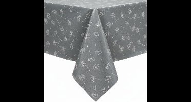 Protecttable - Tafelzeil Pluizenbloem Grijs 140x260cm - Tafelkleed Afwasbaar - Kunststof