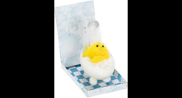 Paasdecoratie met kuikentje, chenille kuikentje in bad, geel, 9 cm