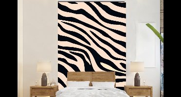 Behang - Fotobehang Zebraprint - Dynamisch - Roze - Breedte 145 cm x hoogte 220 cm