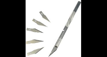 Scoby - Precisiemes - Hobbymesje - Scalpel Snijtool - Craft Knife - 5 Mesjes - RVS - Zilver - 2 stuks