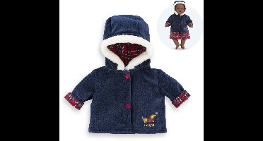 Corolle babypop winterjas - donkerblauw, bontkraag, 36cm poppen.