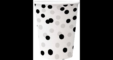 Papieren Bekers – PAW decor – 250 ml – Zwart met Zilveren Stippen – Set van 8 – FSC® mix
