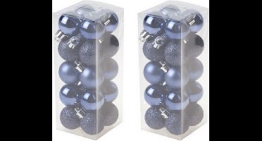 Cosy & Trendy mini kerstballen - 40x st - donkerblauw - 3 cm - kunststof