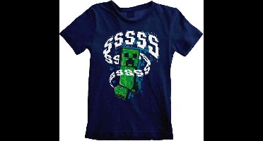 Minecraft Kids - Creeper Unisex T-shirt - donkerblauw - 104