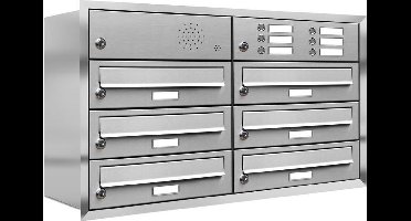Inbouw met intercom 6 adressen(rand) type 2_Brievenbus met intercompaneel inbouw_6_adressen__RVS