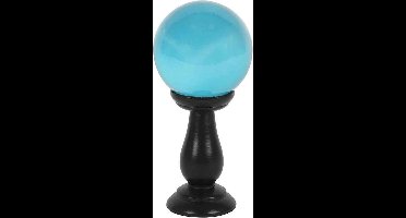 Something Different Kristallen bol op houten standaard Groenblauw Ø9cm - (hxbxd) ca. 19,5cm x 9cmx 9cm