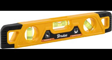 Bradas Waterpas 23 cm – Magnetische Torpedo Waterpas – Horizontaal, Verticaal en 45° Meten – Geel