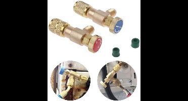 GELLDG 2 Stuks Airco Veiligheidsventiel - Klimaanlage Adapter R22+R410A - Snelkoppeling voor Gemakkelijk Gebruik - Geschikt voor Airco Onderhoud en Vulling - Metaal - Incl. 2 Veiligheidsventielen