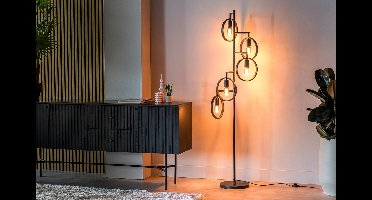 Giga Meubel Vloerlamp Evi Zwart – 5-lichts – Staal – E27 – 30x30x165 cm
