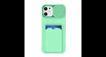 GREEN ON Card Case Anti Shock Silicone With Camera Slider For I-Phone 11 Pro Max - Licht groen-Light Green