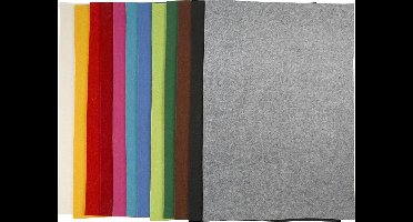 Hobbyvilt, vel 42x60 cm, dikte 3 mm, 12 div vellen, kleuren assorti
