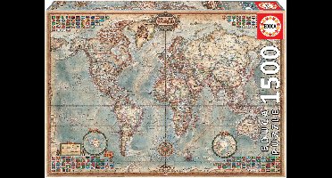EDUCA - puzzel - 1500 stuks - Politieke wereldkaart