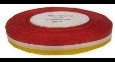 Medaille lint rood/wit/geel 25 mtr op rol