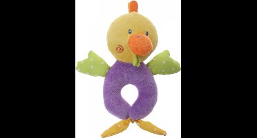 Eddy Toys Pluche Rammelaar Eend Geel/paars 16 Cm