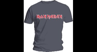 Iron Maiden - Classic Logo Heren T-shirt - XXL - Grijs