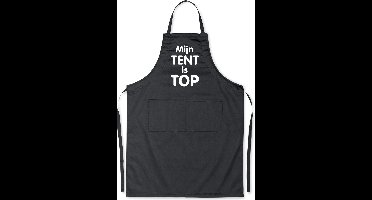 Benza Schort Mijn tent is TOP - Grappige/Leuke/Mooie/Luxe Keukenschort - Zwart