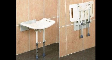 Adhome Gebogen douchezit met muurbevestiging en steunvoet - in staal