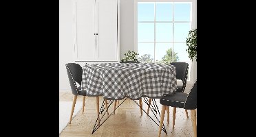 Wicotex - Tafelzeil - Tafelkleed - Ruit Grijs - Rond 160cm - Afneembaar - Afwasbaar