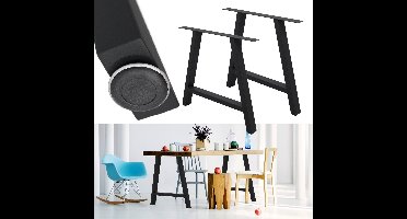 ECD Germany A-Design tafelpoten set van 2 A-vormige metalen tafelonderstellen 70x72 cm in zwart gepoedercoat staal met industrieel ontwerp stevige meubelpoten geschikt voor eettafels en bureaus ideaal voor moderne en duurzame toepassingen