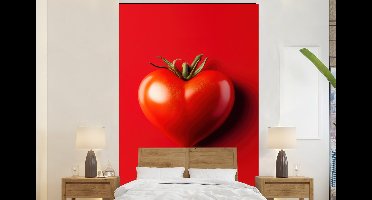 Behang - Fotobehang Tomaat - Rood - Hart - Breedte 160 cm x hoogte 240 cm