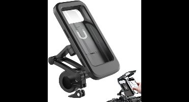 Telefoonhouder fiets waterdicht - Fiets telefoonhouder waterdicht - Fiets telefoonhouder iphone - Verstelbaar Fiets telefoonhouder - Geschikt voor mobiele telefoons van 4 tot 6,7 inch - Zwart