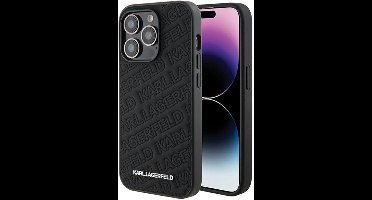 Karl Lagerfeld Quilted K Pattern Serie - Hardcase voor iPhone 15 Pro - Zwart - Hoge Kwaliteit Materialen - Beschermende Hoes