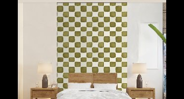 Behang - Fotobehang Schaak - Patroon - Groen - Breedte 140 cm x hoogte 220 cm