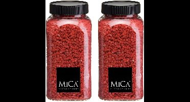 Mica Decorations decoratie stenen/granulaat - 2x - 650ml - rood - hobby steentjes