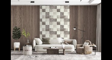 Behang - Fotobehang Patroon - Dambord - Houtnerf - Breedte 145 cm x hoogte 220 cm