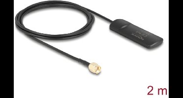 Delock GSM UMTS LTE WLAN 2.4 GHz Antenna SMA plug 2 dBi omnidirectional fixed black self-adhesive