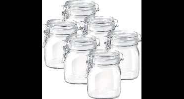 Weckpot - Voorraadpot - Transparant - Vierkant - 750 ml - 6 stuks