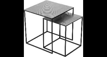 Bijzettafel - Trio Tashi - 2-delig - Vierkant - Zilver/Zwart - Aluminium
