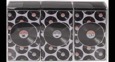 Out of the blue retro Retro bewaarblikken - koffie/thee/suiker - metaal - 3 stuks - rechthoek - muziek print