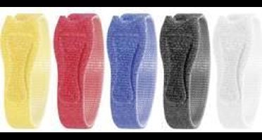 TOOLCRAFT KL12X200BC Klittenband kabelbinder Om te bundelen Haak- en lusdeel (l x b) 200 mm x 12 mm Wit, Zwart, Blauw,