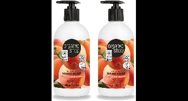 2 x Organic Shop - Handzeep Rose & Peach - Verzorgend en Hydraterend - 500 ml - Voordeelverpakking - 2 stuks