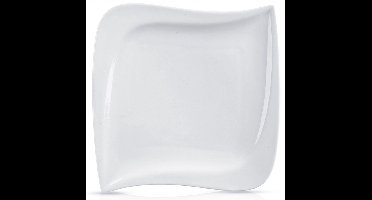 Porseleinen dinerbord 25x25cm, wit, onregelmatig vierkant
