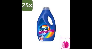 25 x Dash - Stralende Kleuren - Vloeibaar Wasmiddel - Gekleurde Was - 32 Wasbeurten - Bulkverpakking - Wasmiddel voor gekleurde kleding - Douchemop - Kleurbehoud