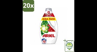 20 x Ariel - Vloeibaar Wasmiddel - +Ultra Vlekverwijderaar - 70 Wasbeurten - 3150 ml - Grootverpakking - Vaatwasstrips - Vlekverwijderaar - Wasmiddel - Vlekken - Wasprogramma - Koude Was