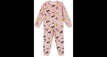 Hello Kitty and Friends Fleece Pyjama Meisjes - Kinderpyjama - Pyjamaset - Nachtkleding - Roze met All-over Print - Maat 116